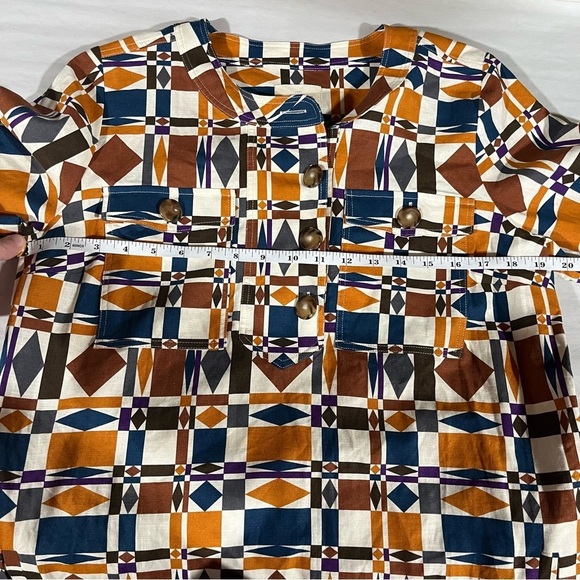 Sézane NEW Colorful Geometric Mini Lulu Dress Size 40 Linen Cotton Blend - Picture 12 of 13